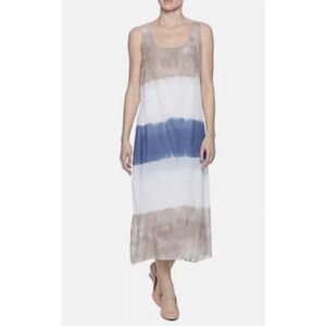 Joan Vass New York Sleeveless V Neck Ombre Lined Maxi Sundress Sz S